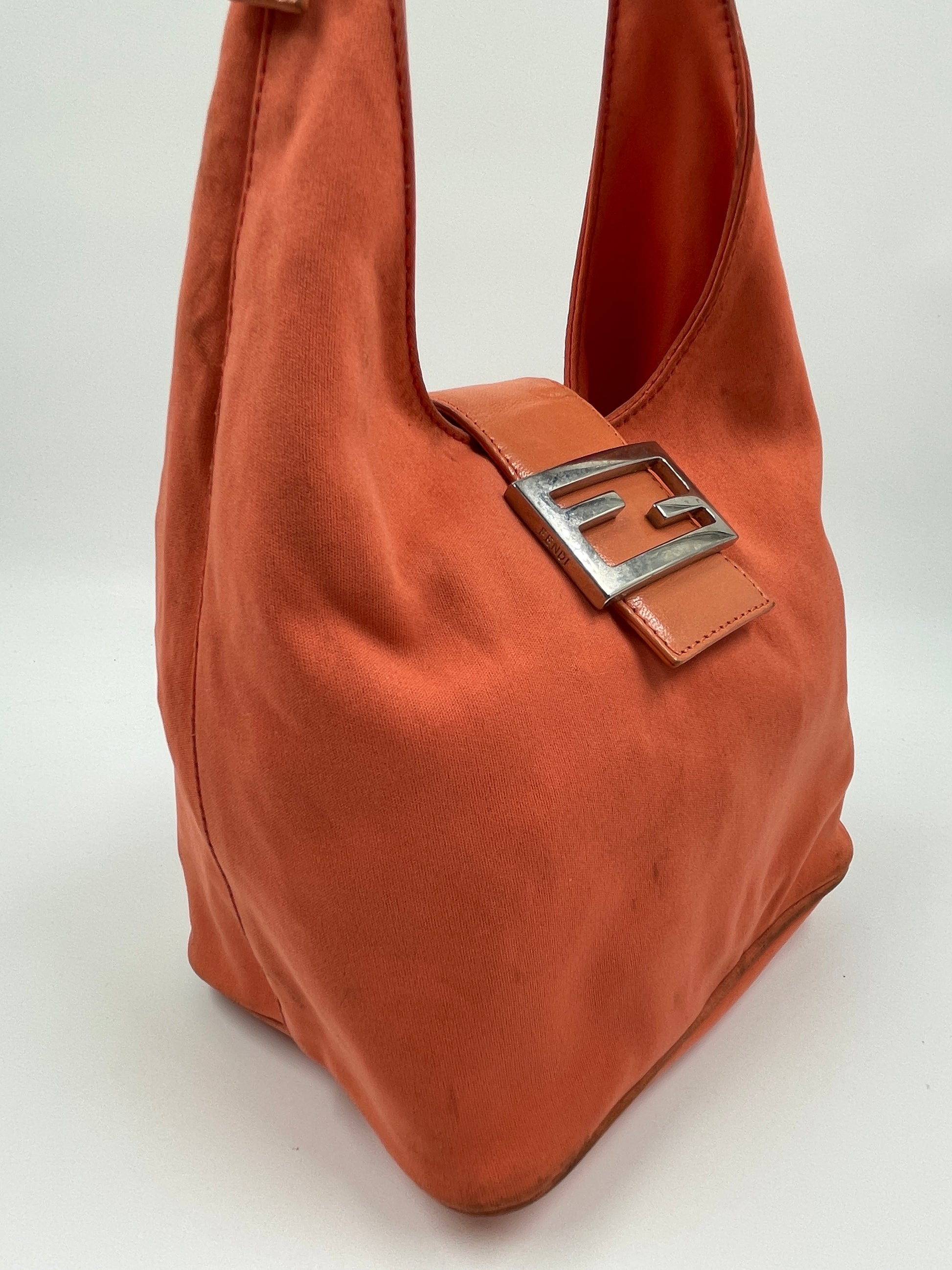 Funky Fendi Mini Pink Paillete Croissant Bag w/ Brown Leather Strap, Flap  and Logo at 1stDibs
