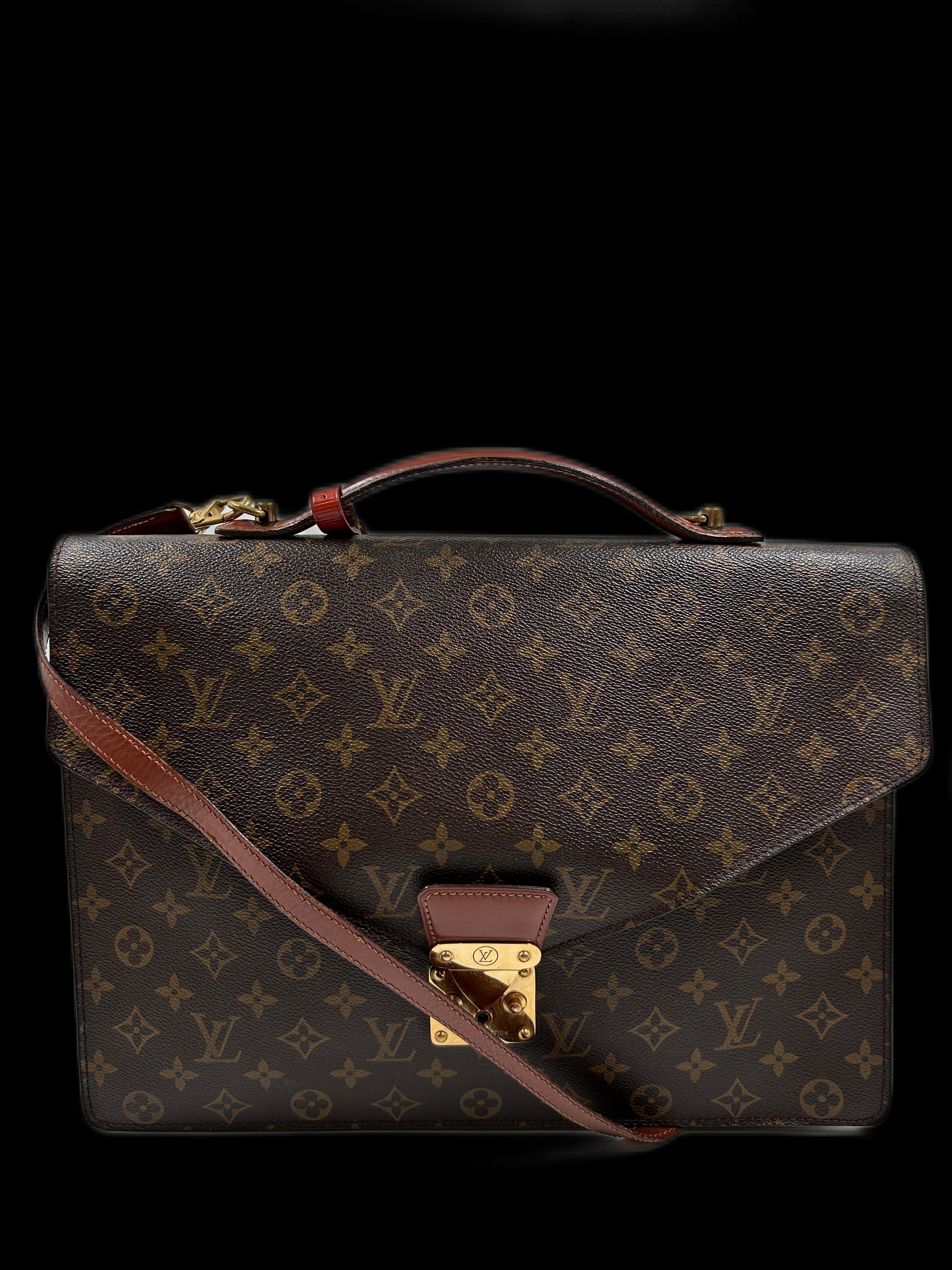 Louis+Vuitton+Serviette+Conseiller+Briefcase+Medium+Brown+Canvas